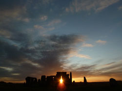 View of winter solstice sunrise from a wide angle.